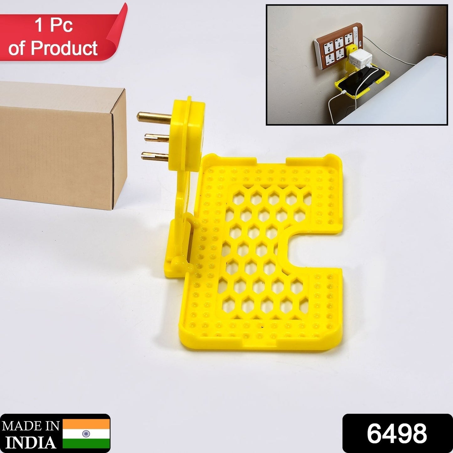 Multi-Purpose Yellow Wall Holder Stand for Mobile Charging